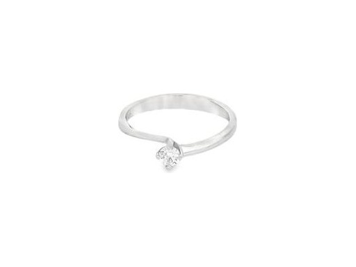 18K White Gold Solitaire Ring with Natural Round Diamond – 4-Prong Setting